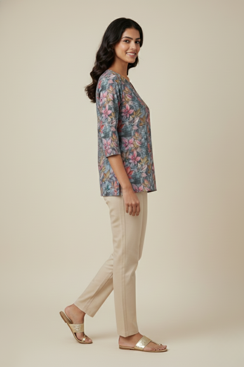 Women Premium Garden PC Cotton Linen Printed Tunic