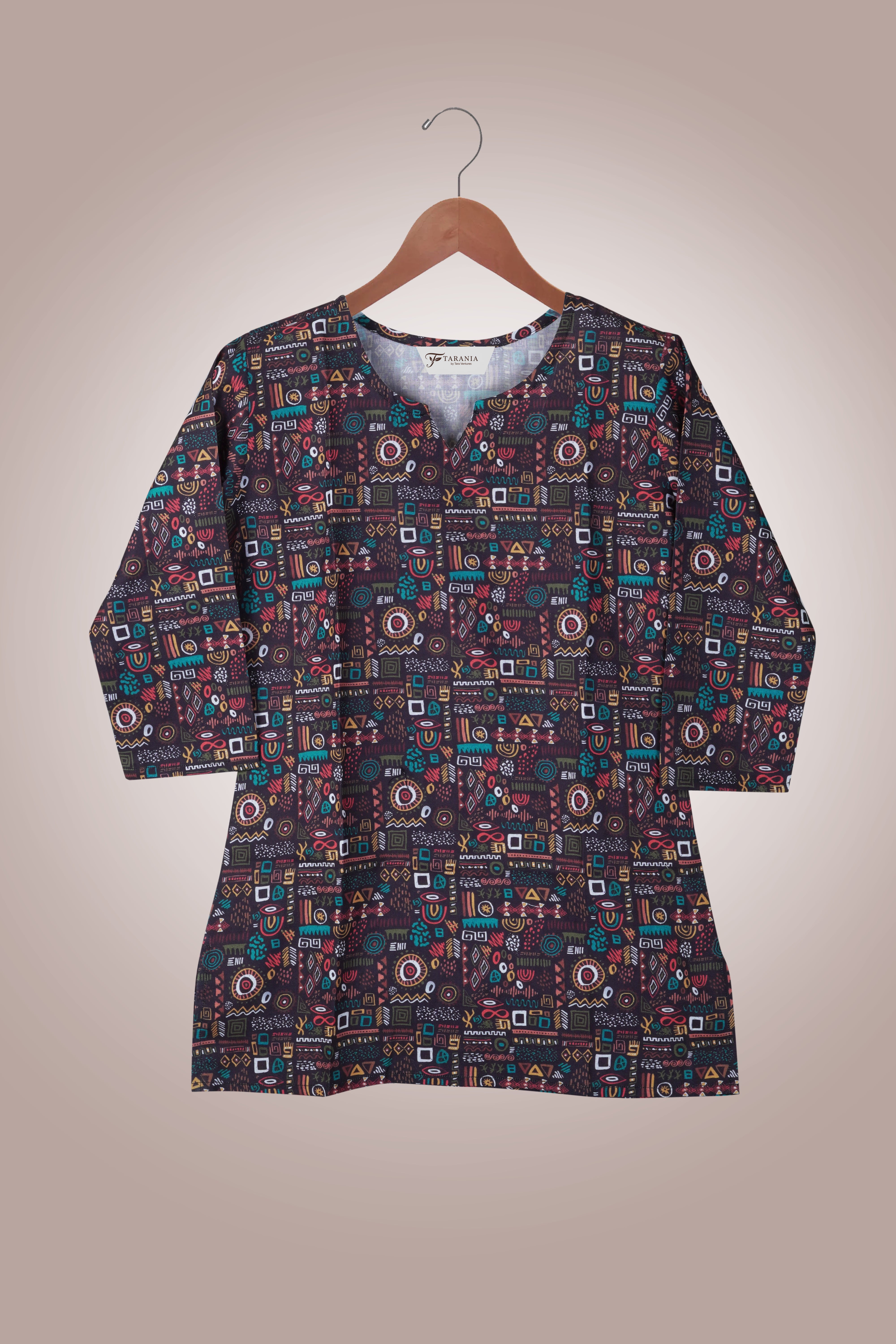 Women Premium Tribal Motifs PC Cotton Linen Printed Tunic