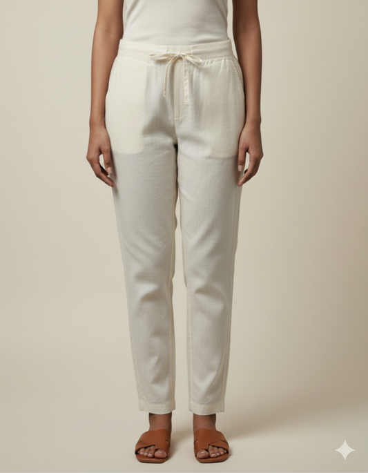 Women Premium off white Cotton Linen Pant