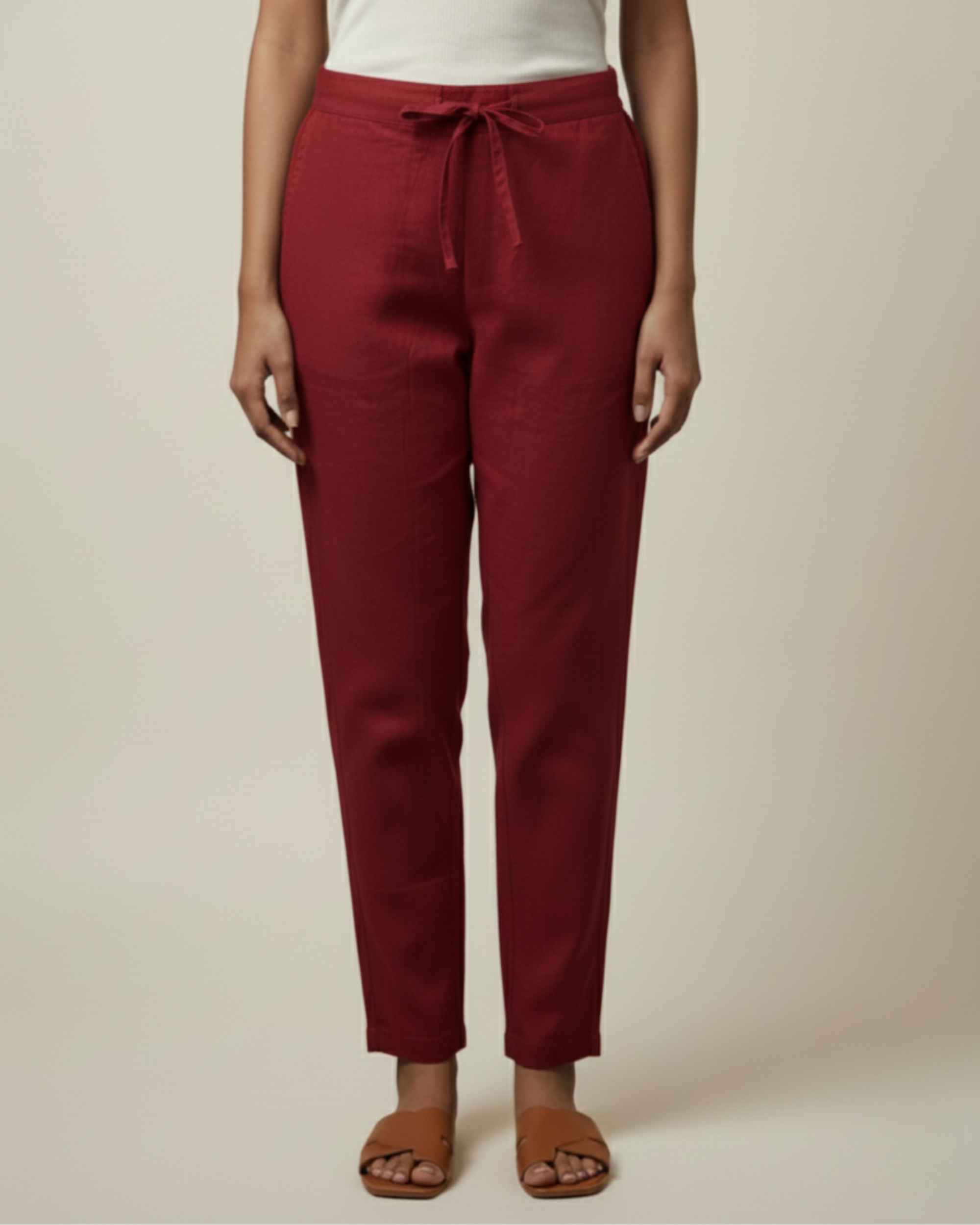 Women Premium Maroon Cotton Linen Pant