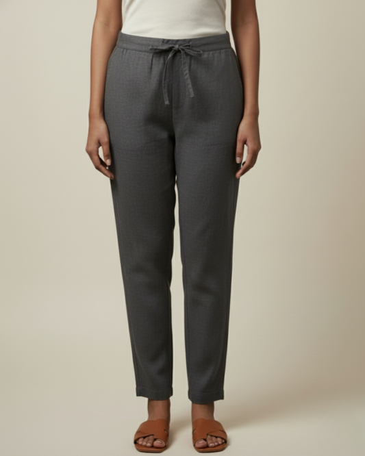 Women Premium D Grey Cotton Linen Pant