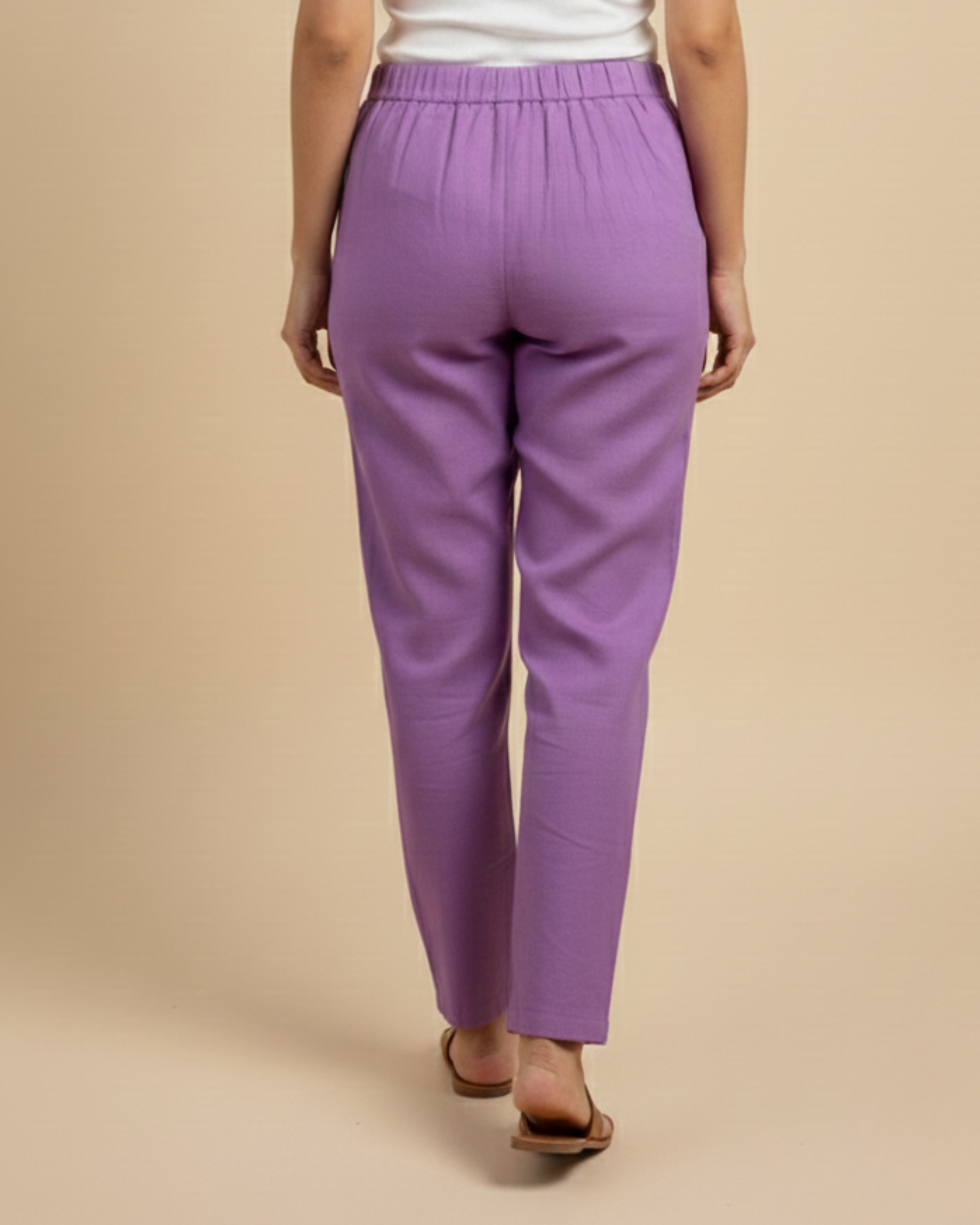 Women Premium Baingani Purple Cotton Linen Pant