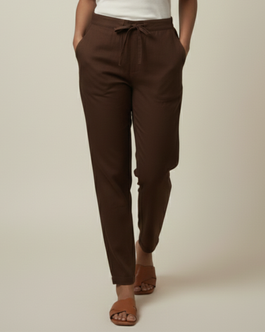 Women Premium coffee Cotton Linen Pant
