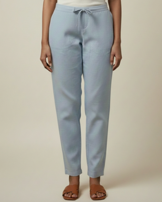 Women Premium Light Blue Cotton Linen Pant