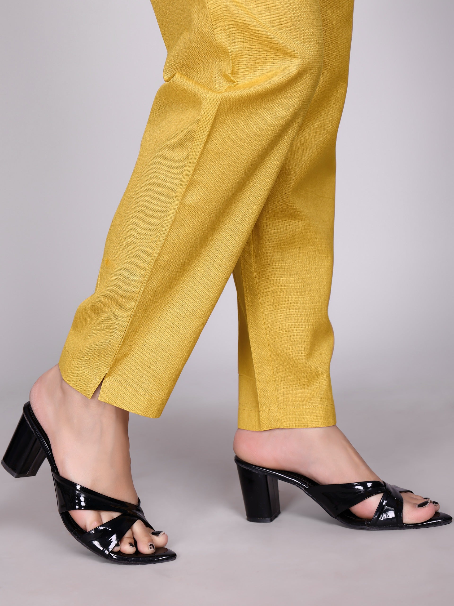 Women Premium Mustard Yellow Cotton Linen Pant