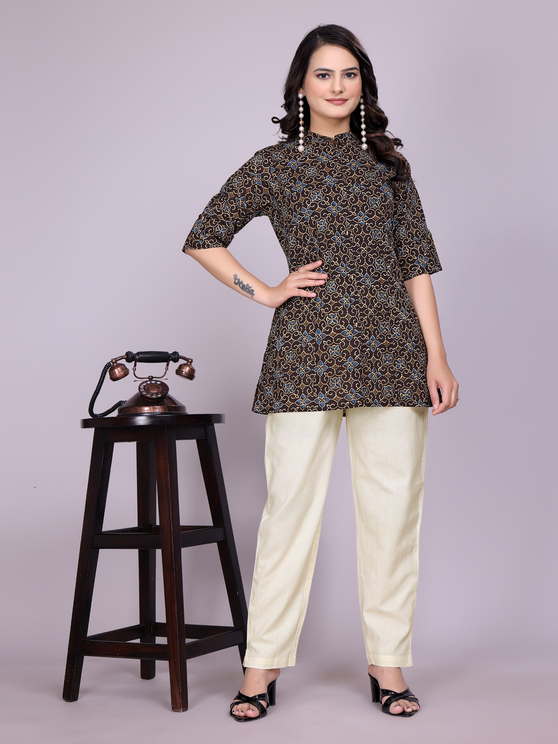 Women Premium Cream Cotton Linen Pant