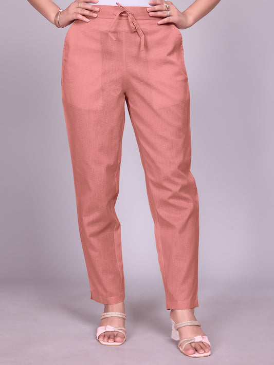 Women Premium Peach Cotton Linen Pant