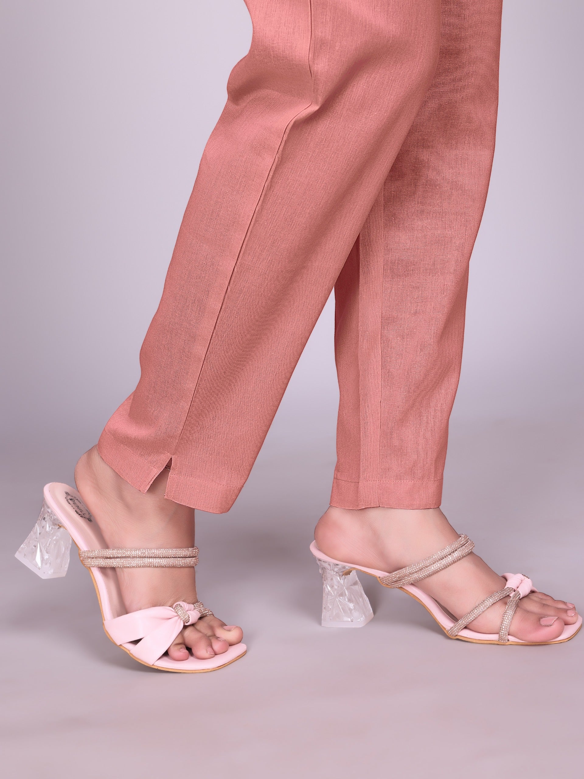 Women Premium Peach Cotton Linen Pant