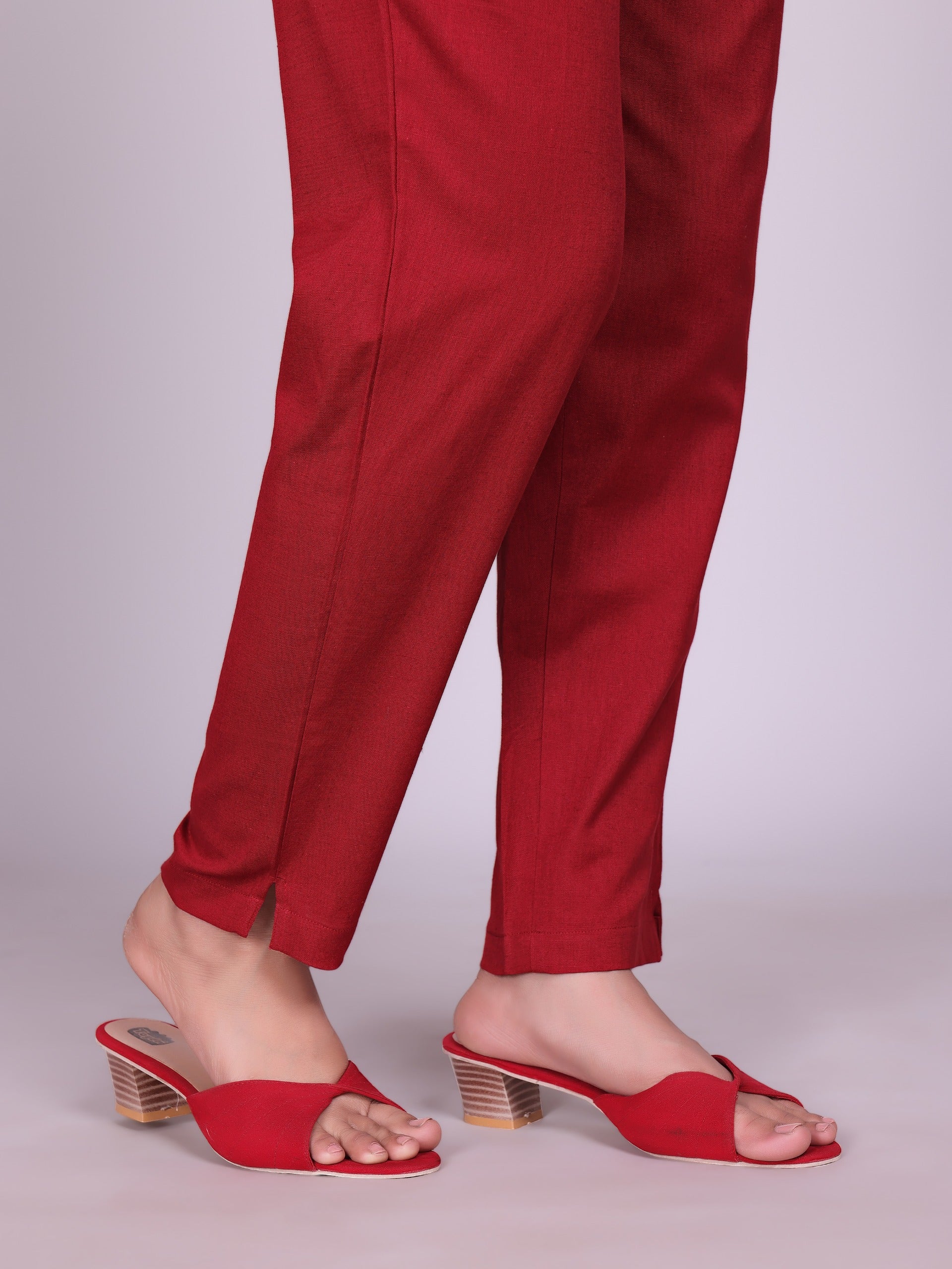 Women Premium Maroon Cotton Linen Pant