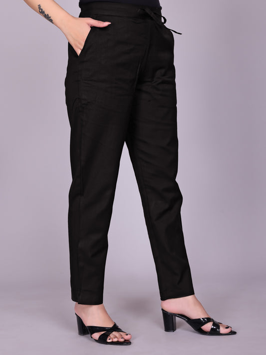 Women Premium Black Cotton Linen Pant