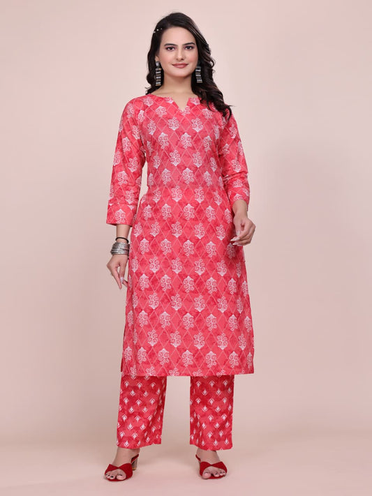 Women Premium Cotton Gajri Kurti Pant Set