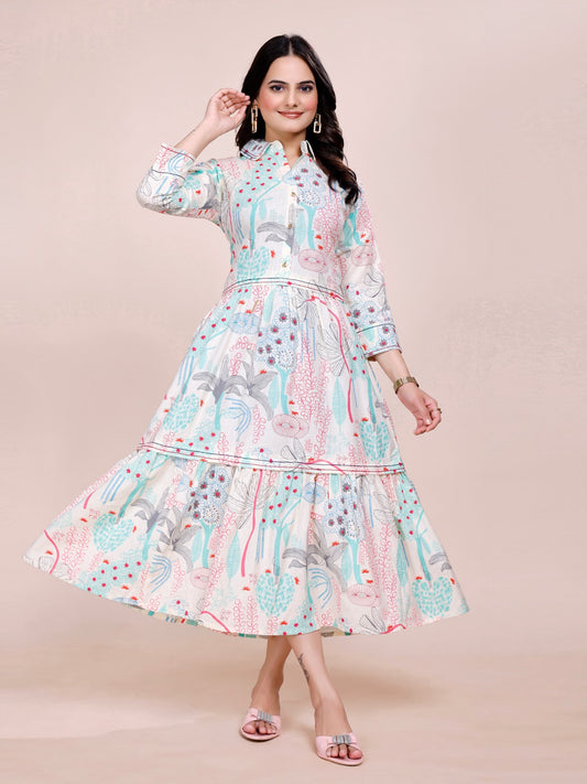 Women Premium Abstract Sky Cotton One Piece dress