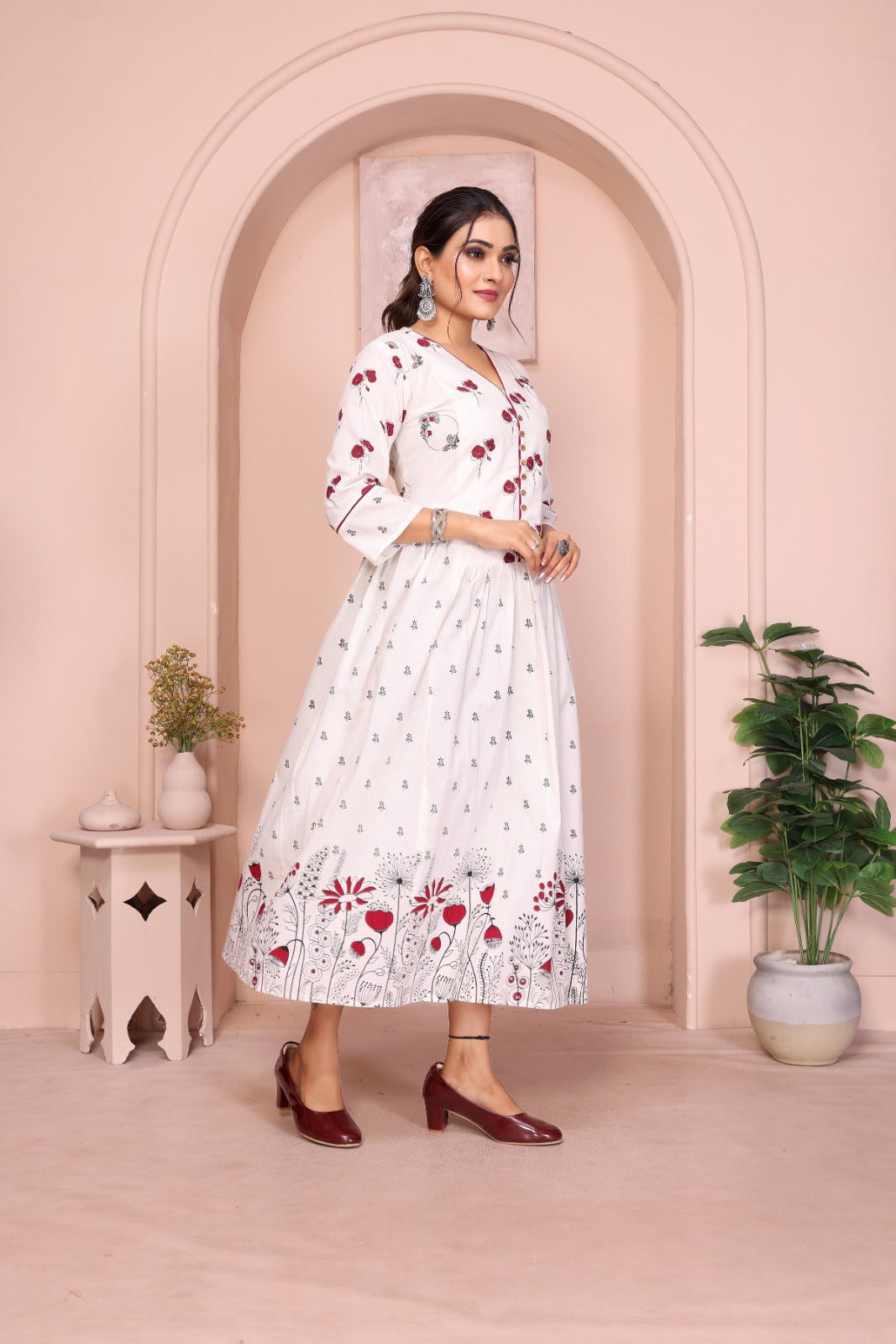 Women Premium White Cotton One Piece dress