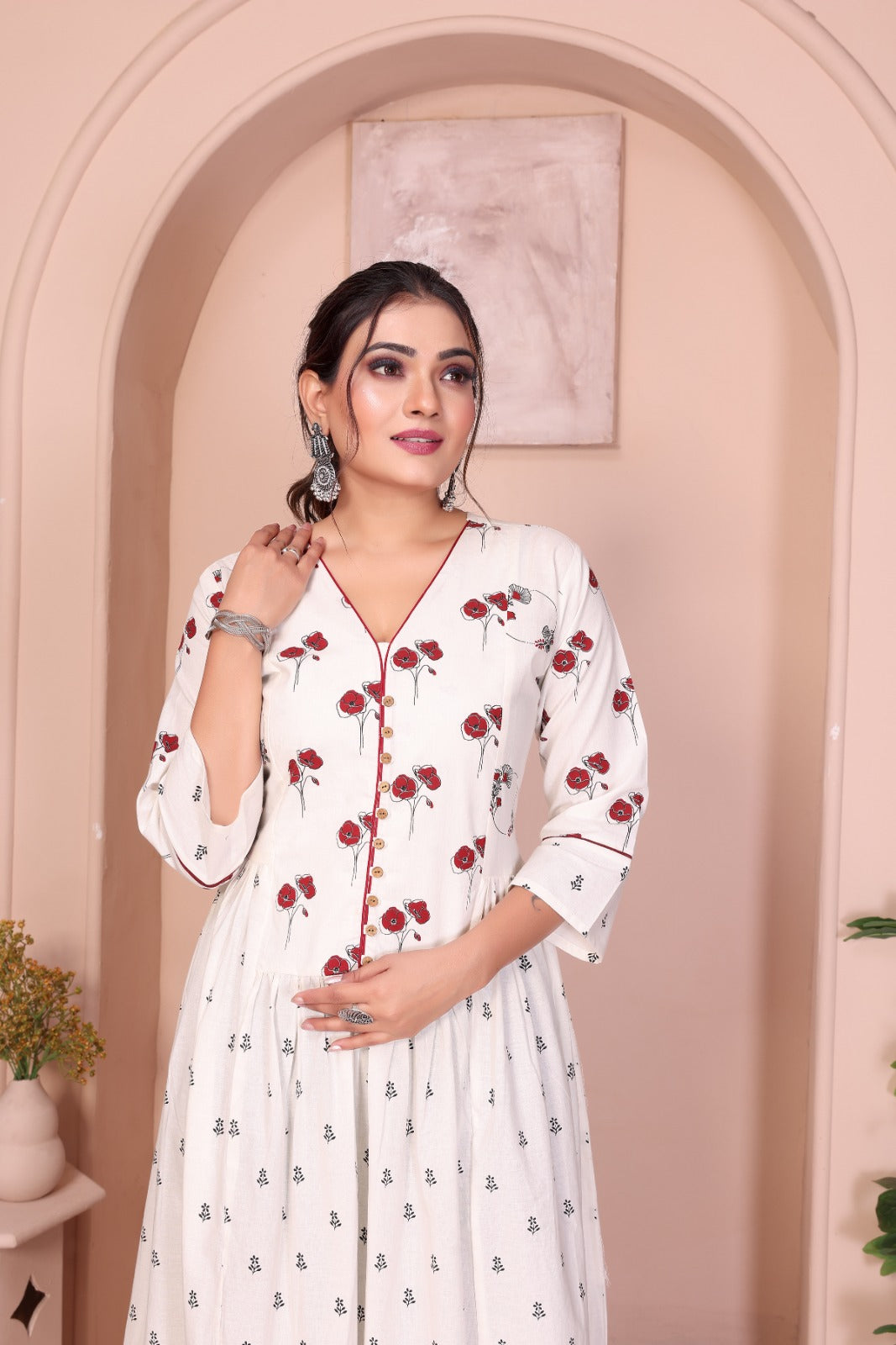 Women Premium White Cotton One Piece dress