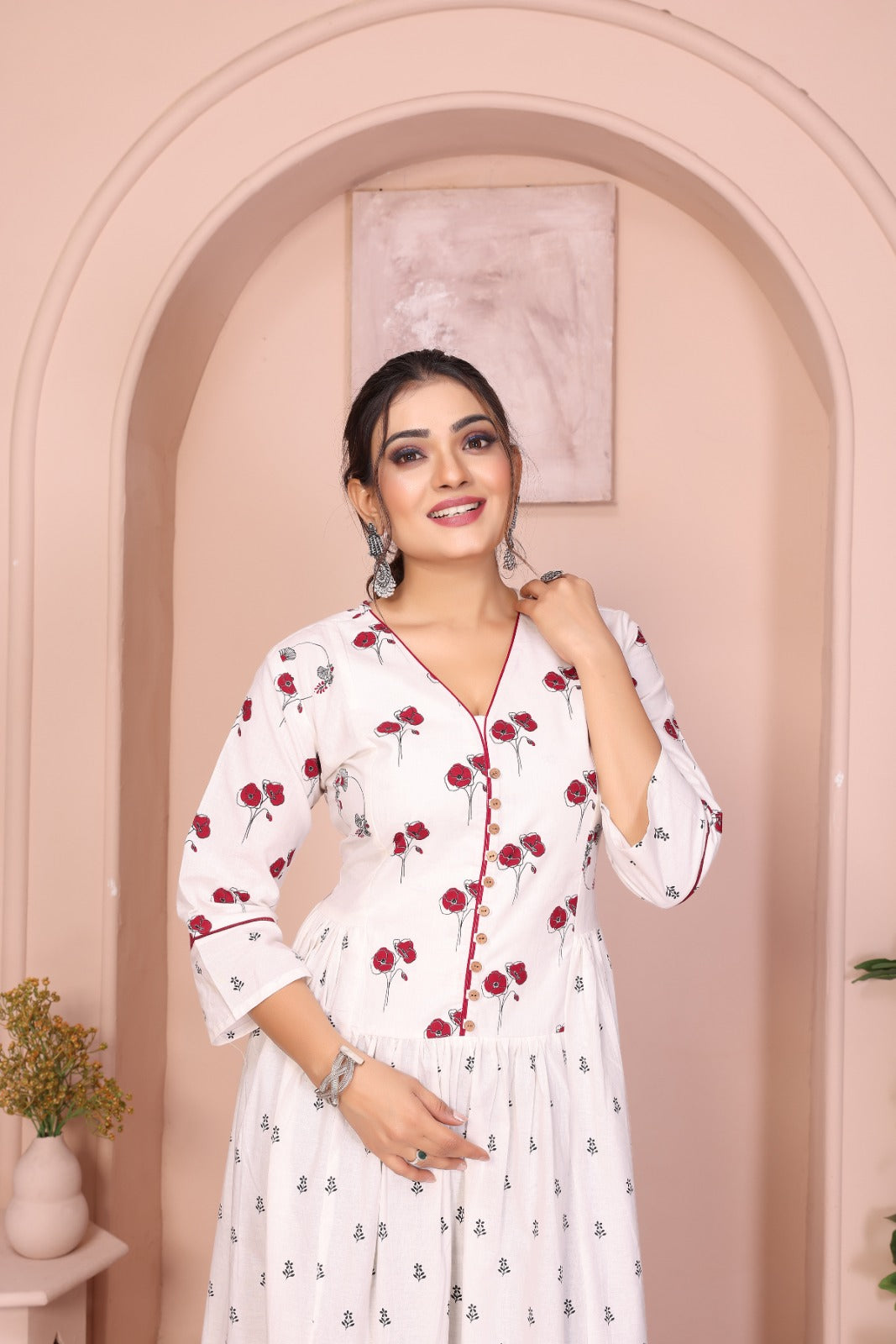 Women Premium White Cotton One Piece dress