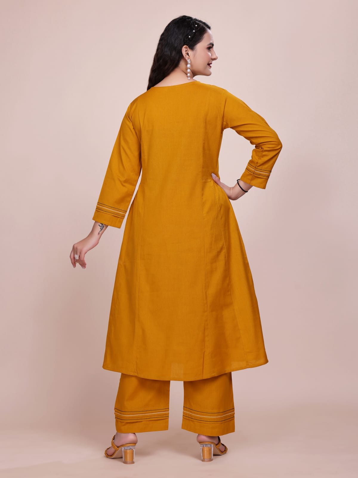 Women Premium Cotton Mustard Cord Set