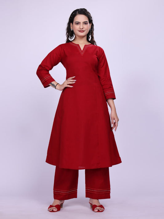 Women Premium Cotton Red Cord Set
