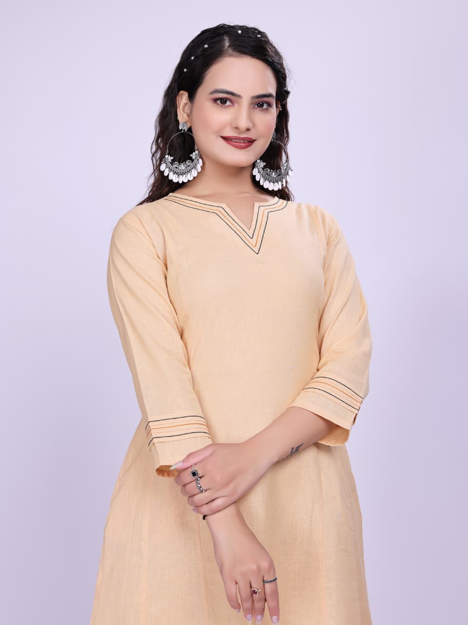 Women Premium Cotton Linen Camel Brown Cord Set