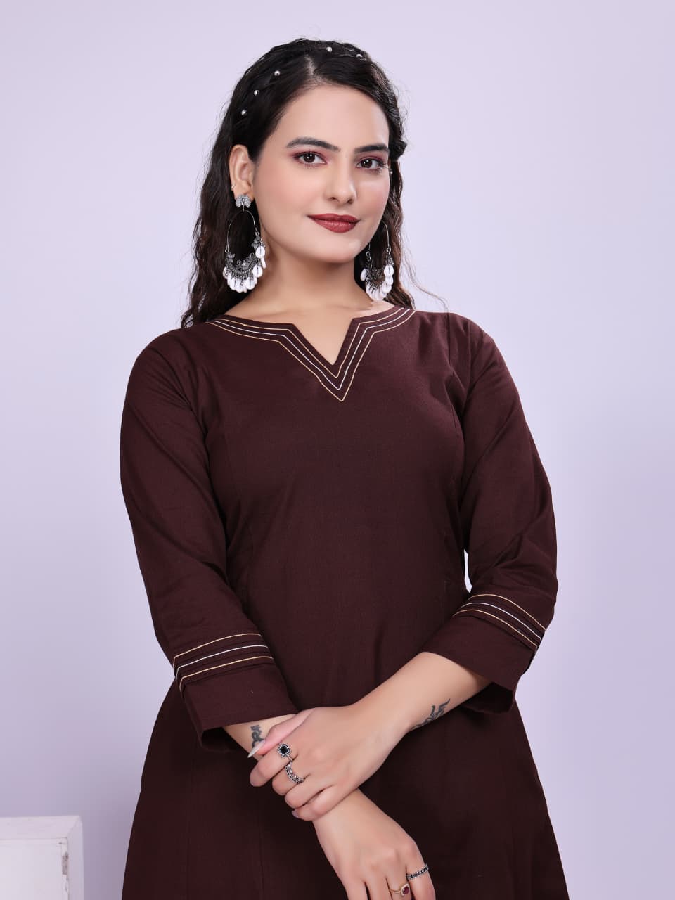 Women Premium Cotton Wine Cord Set