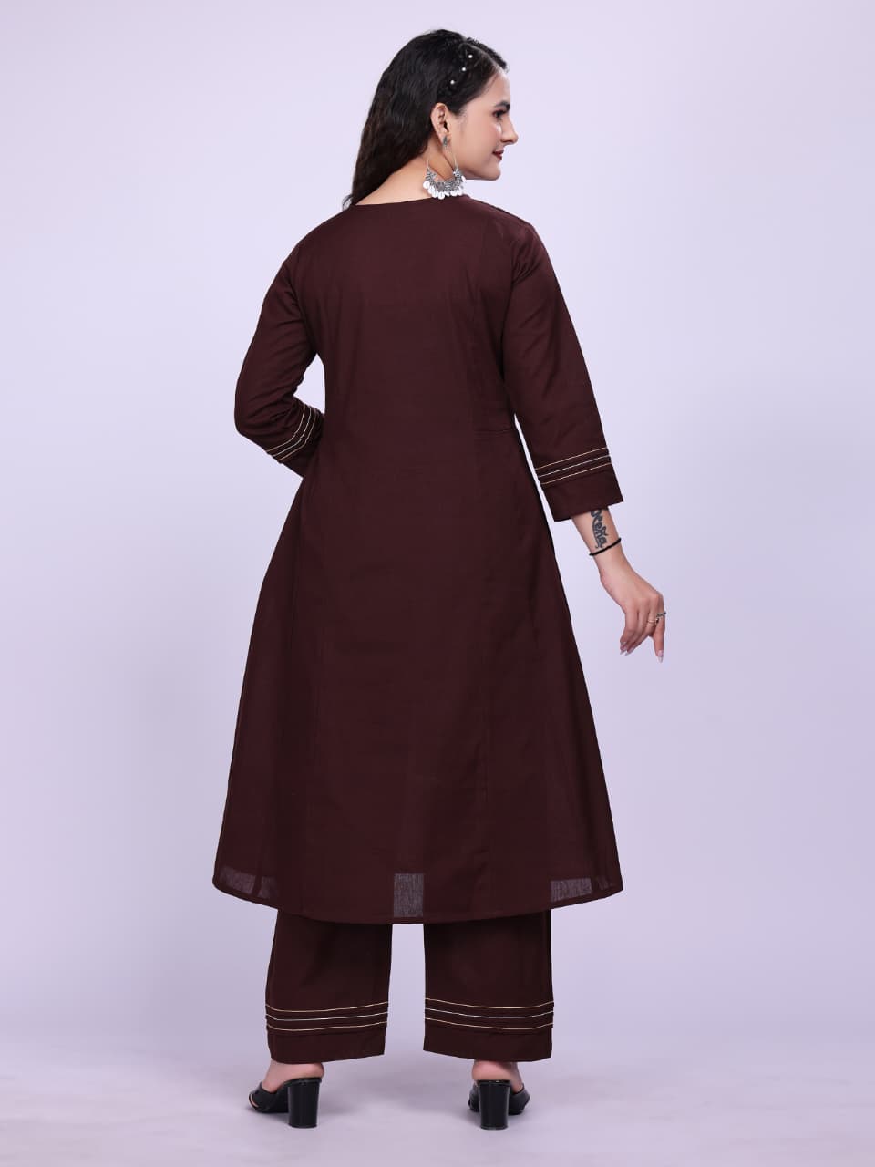 Women Premium Cotton Wine Cord Set