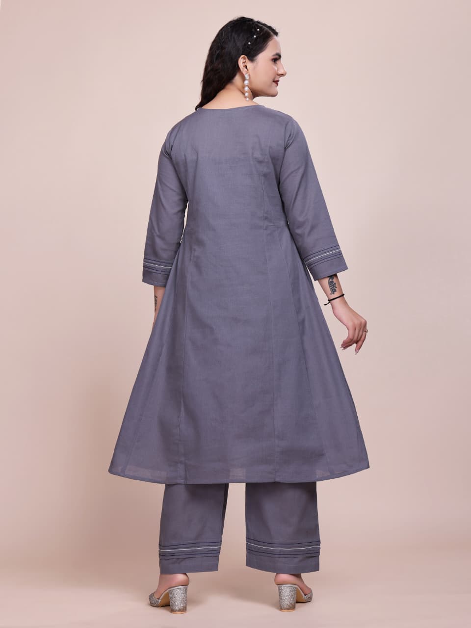 Women Premium Cotton Grey Cord Set