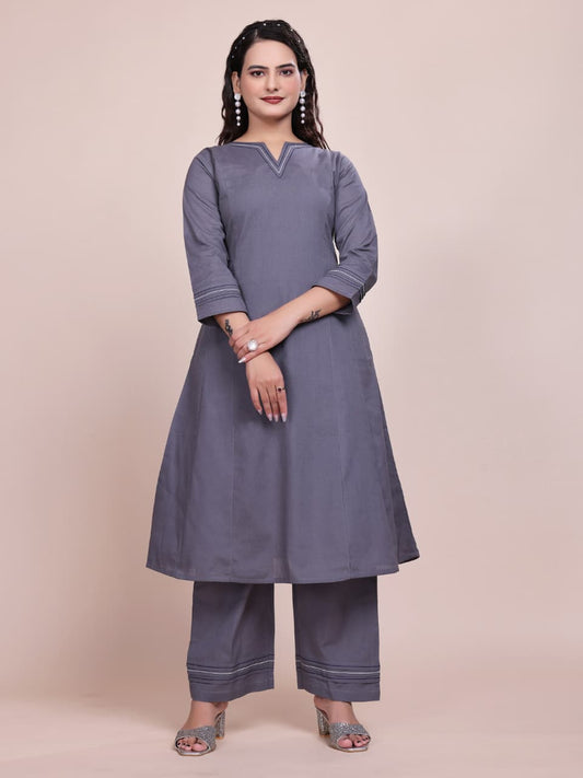 Women Premium Cotton Grey Cord Set