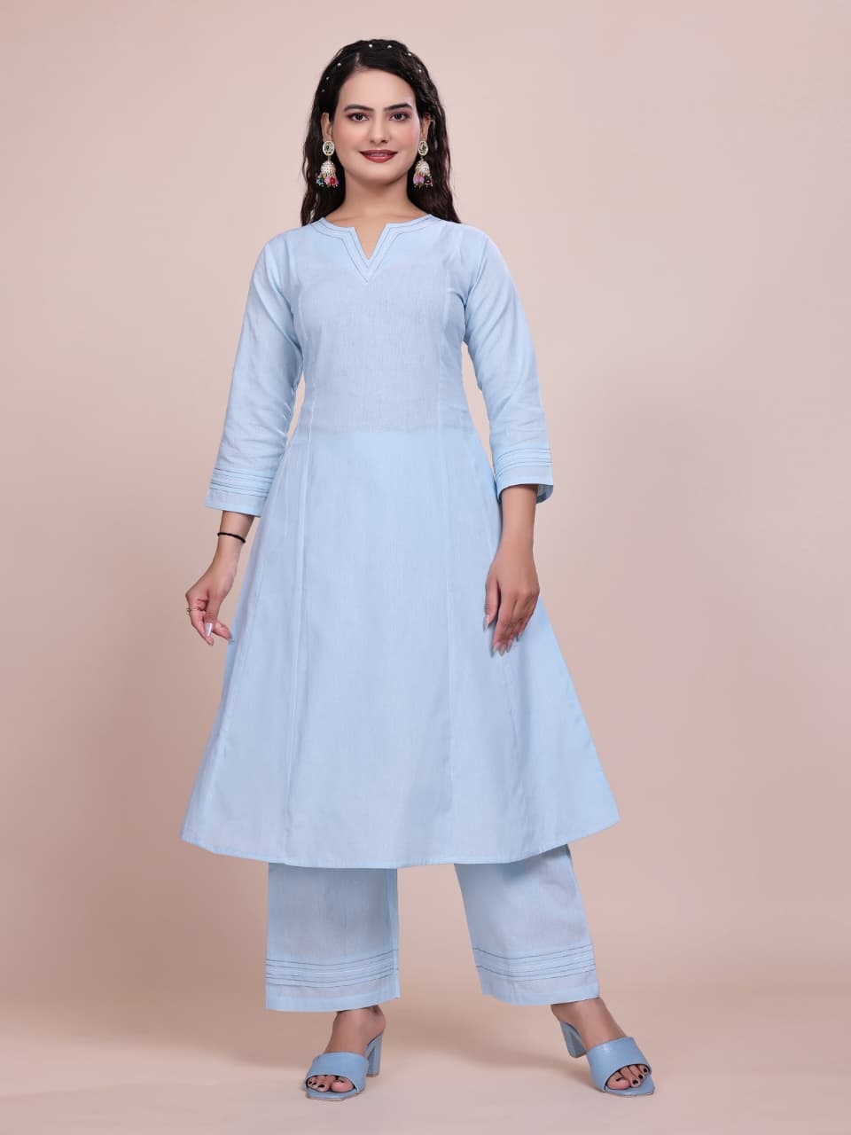 Women Premium Cotton Sky Cord Set