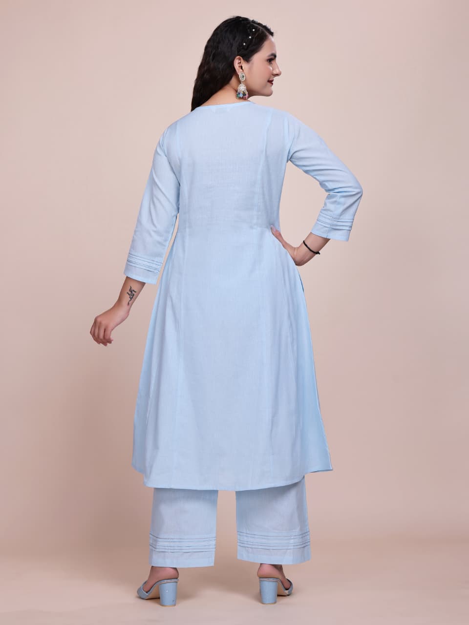 Women Premium Cotton Sky Cord Set