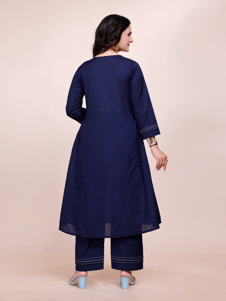 Women Premium Cotton Navy Blue Cord Set