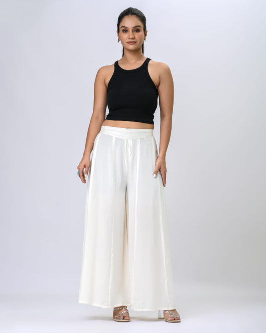 Women Premium White Rayon Leher Pant