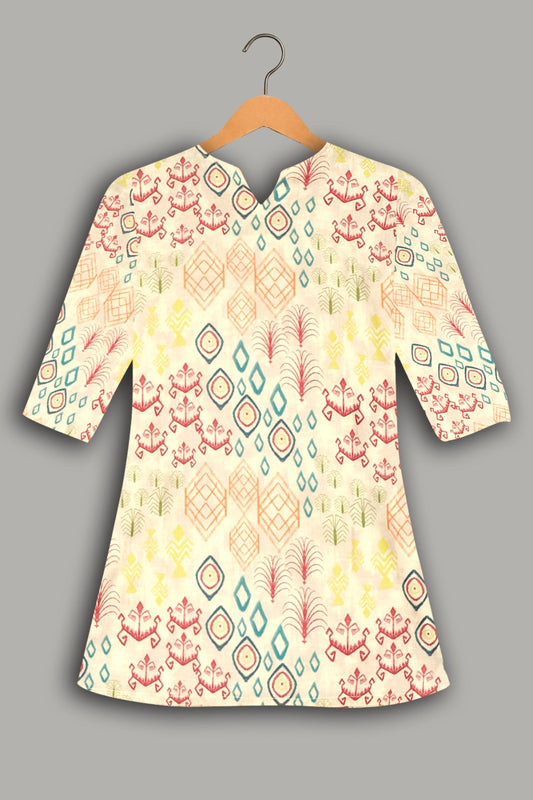 Women Premium Traditional Village PC Cotton Linen Printed Tunic