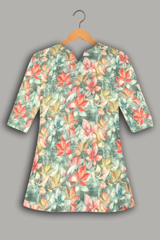 Women Premium Small Floral Garden PC Cotton Linen Printed Tunic