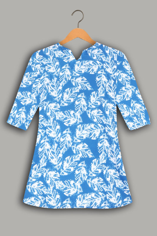 Women Premium Ikat Abstract PC Cotton Linen Printed Tunic