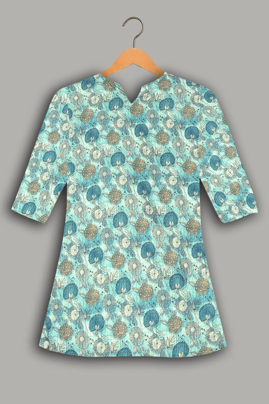 Women Premium Small Floral PC Cotton Linen Printed Tunic