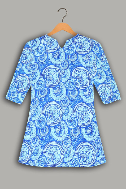 Women Premium Abstract Geometrical PC Cotton Linen Printed Tunic