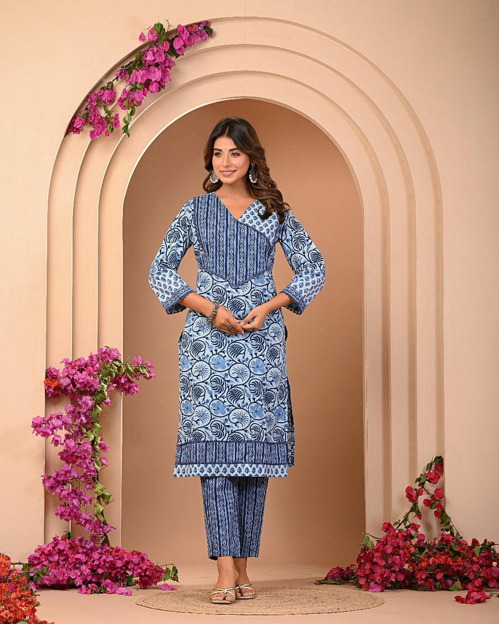 Women Premium  Cottan  Kurti Pant with Dupatta Set