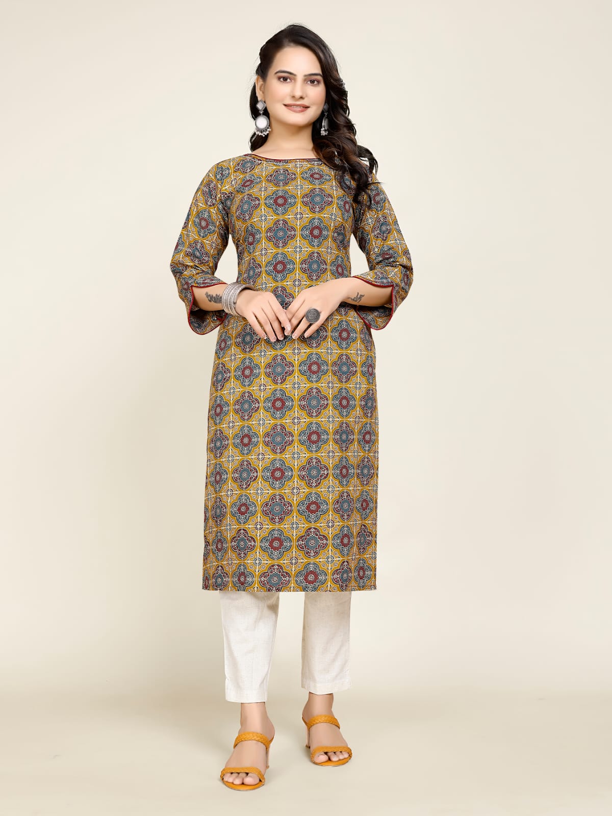 Women Premium Cotton Geometric kurti