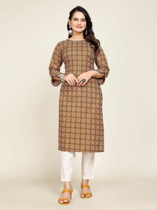 Women Premium Cotton Geometric Kurti