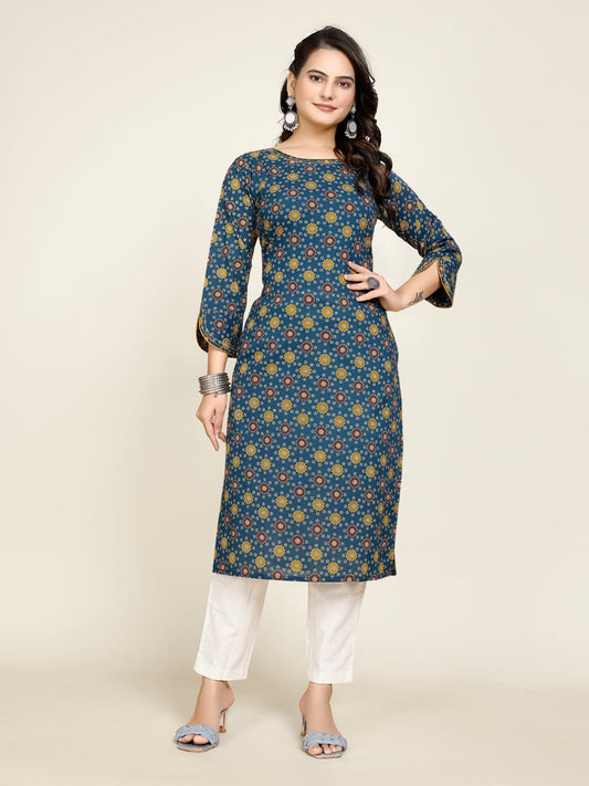 Women Premium Cotton Geometric Kurti