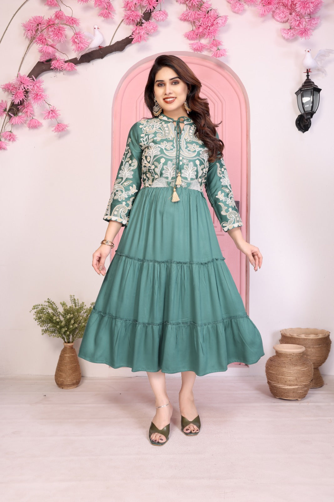 Women Premium Gazzi Silk Embroidered Fancy  1pcDress