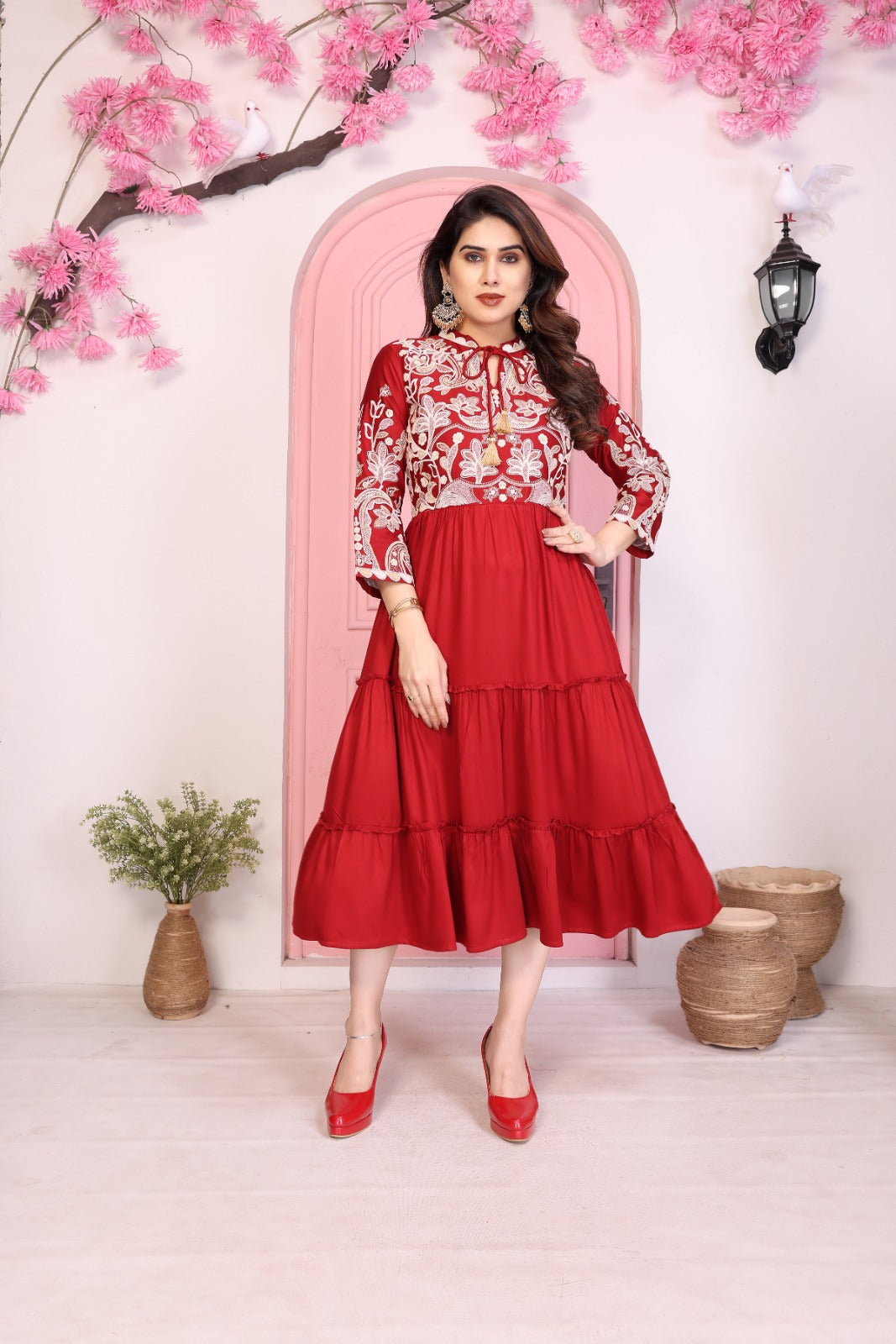 Women Premium Gazzi Silk Embroidered Fancy  1pcDress