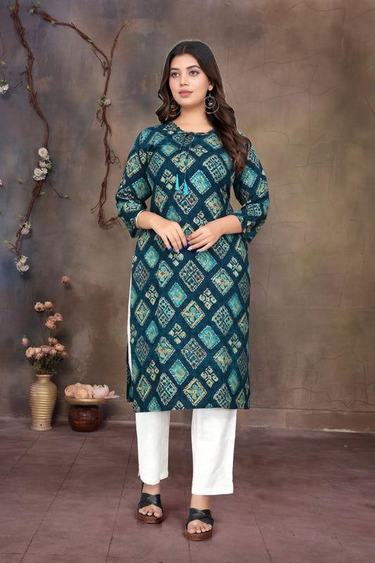 Women Premium Rayon Printed Kurti