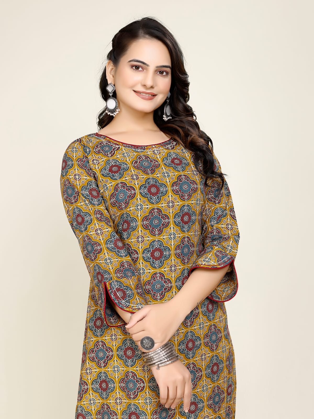 Women Premium Cotton Geometric kurti