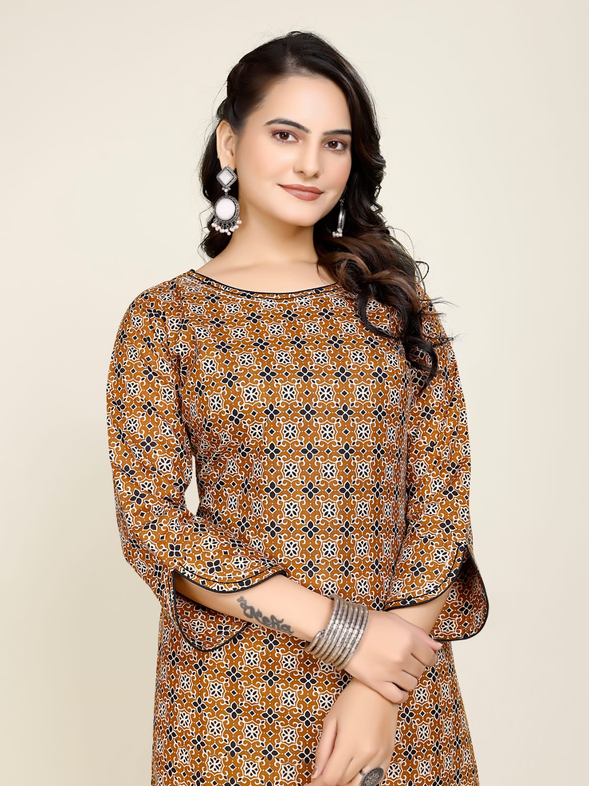 Women Premium Cotton Geometric Kurti