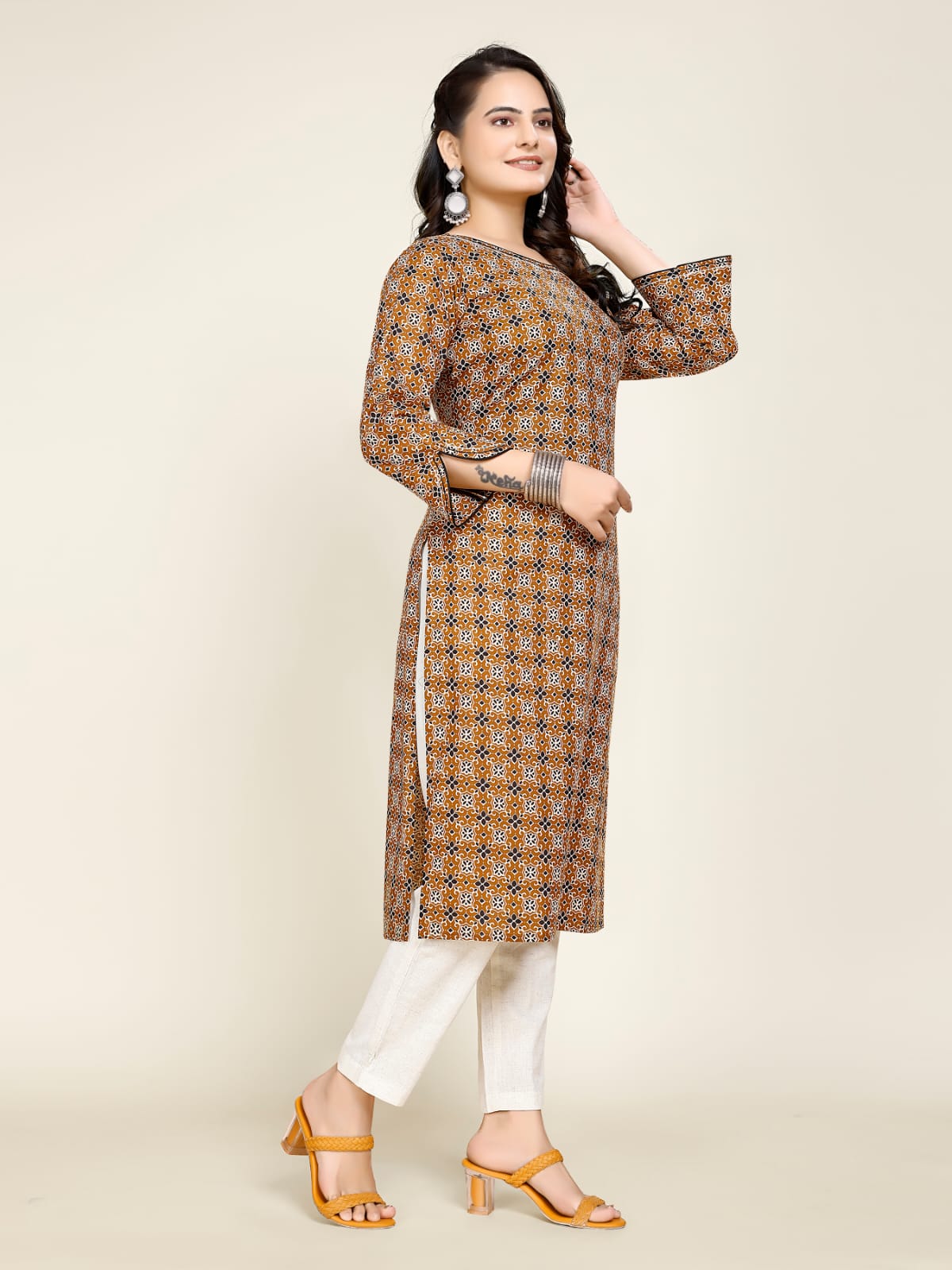 Women Premium Cotton Geometric Kurti