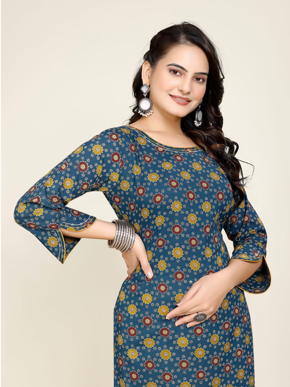 Women Premium Cotton Geometric Kurti