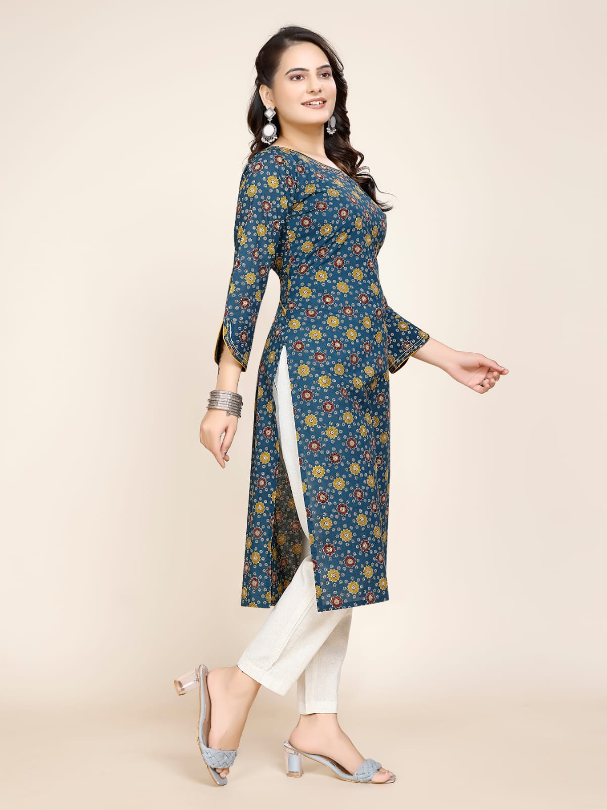 Women Premium Cotton Geometric Kurti