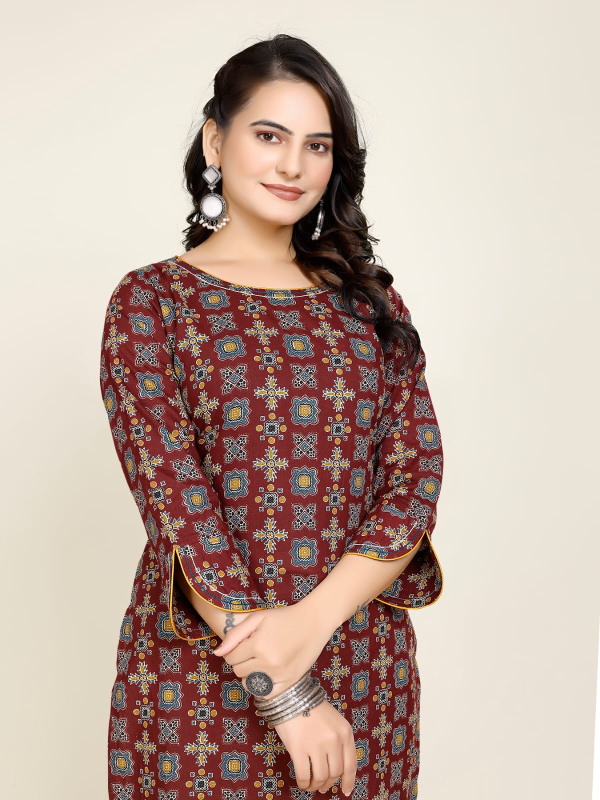 Women Premium Cotton Geometric Kurti