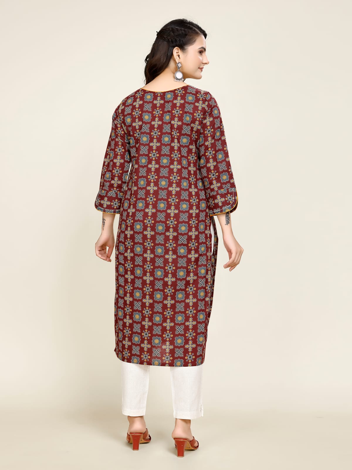 Women Premium Cotton Geometric Kurti