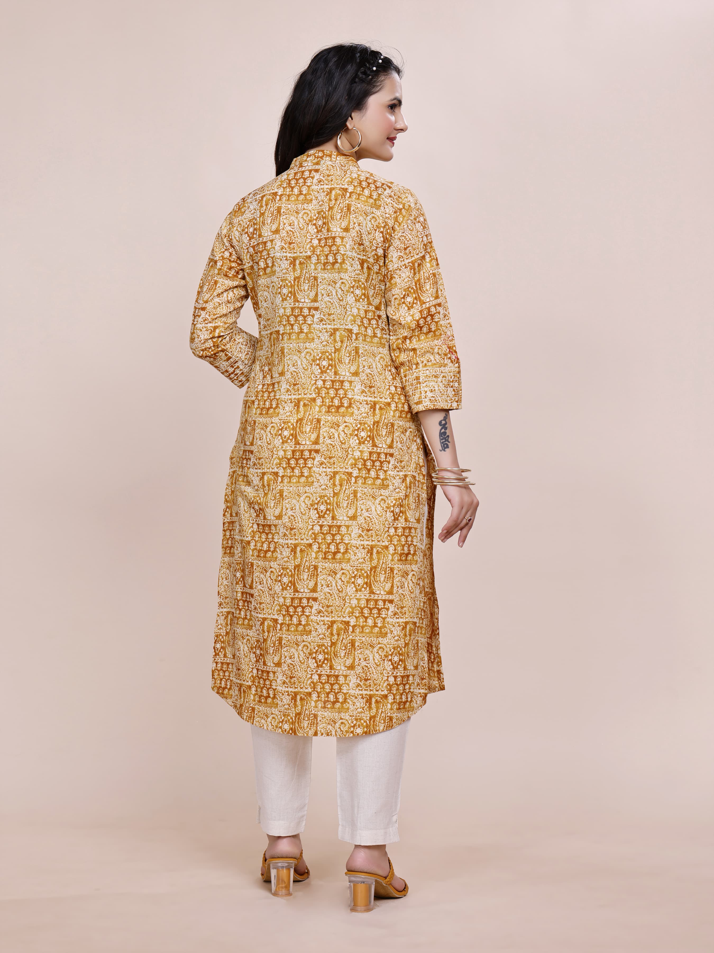 Women Premium Cotton Geometric Kurti